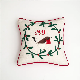  Holiday Decoration Christmas Xmas Green Bird Branches Joy God Jul Patchwork Embroidery Pillowcase Linen Piping Cord Cushion
