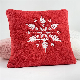  Home Living Room Deco Woven Christmas Red Embroidery Snow Flake Cozy Fleece Backrest Throw Pillow Case Toss Cushion Cover