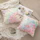 White Faux Fur Gold Floral Glitter Throw Pillows Decorative Soft Sparkling Cushion
