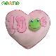  Promotional Kids Plush Heart Embroidered Love Cushion with Frog Head