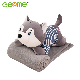  Soft Stuffed Plush Husky Dog Toy Hugging Pillow with Flannel Blanket