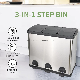  Europen Home Indoor 45L 60L Foot Pedal 3 Compartments Stainless Steel Recycling Waste Bin with PP Lid