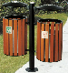 Mobile Outdoor Wooden Garden Dustbin with Ashtray manufacturer