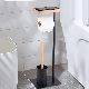  Factory Latest Design Metal Bamboo Free Standing Toilet Paper with Toilet Brush
