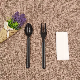  Disposable Hygiene Plastic Spoon Fork Knife Black Color for Restaurant Coffee Cake Use