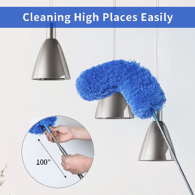 100" Extendable Scratch-Resistant Detachable Bendable Head Microfiber Telescoping Duster