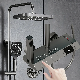  Gun Gray 4 Functions Keypad Piano Push Bathroom Thermostatic Shower Set Button Press Key Flat Digital Display Bath Shower System