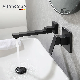  Wall Mount Bathroom Sink Faucet Mixer Crane Hot Cold Water Tap 2 Holes Rotate Spout Black Chrome