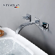  Polished Chrome Brass Siamese Double Hole Wall Mounted Hot Cold Mixer Tap Waterfall Bathtub Filling Bathroom Basin Faucet Taps