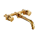  Brushed Gold Tall Basin Faucet with Sink Modern Bathroom Mixer Wall Mounted Bathroom Faucet
