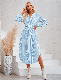  Amazon Classic Fashion V-Neck Striped Tie Waisted Shirt Dresses