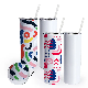  Ublimation White Double Walled Stainless Steel Flat Bottom Tumbler with Straw