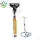  Shaving Razor Set with Mach 3 Blade Bamboo Handle and Stand Holder for Men Original Gift