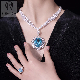 New Design Wholesale S925 Sterling Silver 18K Gold Plated Sparkling Diamond Ocean Blue Pendant Charm Paraiba Necklace