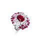  Wholesale Luxury Paraiba Flower Red Ruby Gemstone Ring 925 Sterling Silver Real Gold Plated Fine Jewelry for Women