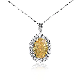  S925 Silver Fashion Luxury Ice Flower Cut Big Yellow Diamond Topaz Pigeon Egg High Quality 8A Cubic Zirconia 18K Gold Plating Ring Necklace Fine Jewelry Set