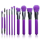  Wholesale Customized OEM Professional 10PCS Foundation Powder Brush Purple Wood Handle Makeup Brush Set