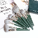  Sample Customization 14PCS Green Plastic Fashion Handle Portable Professional Makeup Brush New Hot Beauty Care Cosmetic Brush