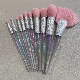  Diamond Sparkle Aluminium Tube Girly Pink Cosmetic Brush with Laser Effect Handle