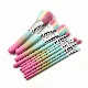  Gradient Color Handle Three Color Hair Makeup Brush Set Powder Eyelash Shadow Brush Beauty Tools with PU Makeup Bag