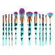  12PCS Blue Color Diamond Shape Handle Makeup Brush Set Professional Foundation Blush Powder Eyeshadow Cosmetic Brushes Kit