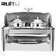  Buffet Stoves Serving Food Warming Server Chafing Dishes Warmers Stainless Steel 2 Head Keep Soup Buffet Bucket Station Roll Top Food Warmer Soup Chafing Dish