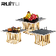  Catering Wedding Decorations Pastel Candy Cupcake Display Riser Raisers Set Serving Furit Food Top Black Slate Golden Plated Buffet Dessert Cake Display Stand