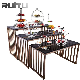  Modern Dinner Food Luxury Set Stainless Steel Mirror Temperred Glass Top Decoration Restaurant Hotel Banquet Wedding Dining Catering Buffet Table for Sale
