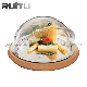  House Hold Item Sweet Fruits Rolltop Acrylic Serving Bread Display Tray with Glass Dome Mini Round Rustic Wedding Wooden Cake Stand Cover