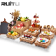  Dining Room Cuisine Decoration Catering Wood Oak Buffet Cupcake Food Display Counter Cabinet Container Square Wooden Buffet Cake Display Risers and Stands