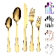  1010 Stainless Steel Golden Plated Metal 4PCS Spoon Knife Fork Cutlery Home Wedding Luxury Hotel Restaurant Travel Camping Gold Portable Cutlery Set