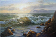 Oil Painting of The Sea Wave in Sunset