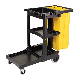 Commercial Plastic Cleaning Cart with Zippered Yellow Vinyl Bag