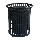 34 Gallon Black Steel Outdoor Trash Can with Plastic Liner