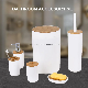  White with Bamboo Modern Hotel Plastic Bathroom Accessories Set