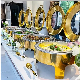 Hospitality Glass Lid Chafer Modern Chefing Dish Luxury Stainless Steel Round Roll Top Buffet Server Gold Chafing Dishes Insulated Food Warmer Set for Wedding