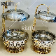  Food Warmer Stove Royal Decorations Gold and Silver Shafing Dish Luxury Restaurant Hotel Chafer Buffet Set Arabic Hanging Hinged Glass Lid Chafing Serving Dish