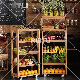  Buffet Catering Wedding Hotel Dessert Cake Server Wood Rack Movable Vegetables Fruit Food Display Stand with Wheels Wooden Bread Display Shelf
