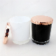  10oz Gloss White Black Glass Candle Jar with Rose Gold Metal Lid