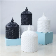 Black White Candle Jar 16 Oz Glass Candy Pot with Lid