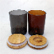  Wholesale 9oz Spray Black Amber Candle Glass Jar Candle Containers with Wooden Lids