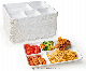 100% Compostable Eco-Friendly Disposable Heavy-Duty Sugarcane Bagasse 8.7 Inch Square 5 Compartment Lunch Food Plates manufacturer