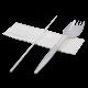  Disposable Plastic Spork Straw and Napkin PP 3 in 1 Cutlery Set