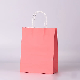  Biodegradable Disposable Paper Tableware 210mm Length Paper Pink Bag with Handle Custom for Takeaway