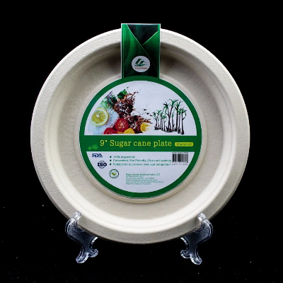 Eco-Friendly Biodegradable Compostable Sugarcane Tableware 9" 3-Parts Picnic Plate