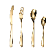  China Factory Colorful Gold Wholesale Kitchen 4PCS Silverware Forks Fork and Spoon Gold Flatware Set Stainless Steel Cutlery