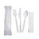  Cutlery Set 7 Inch Knife Fork Disposable Plastic Spoon with Napkin