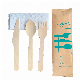  Disposable Wooden Spoon Fork Knife Tableware Set with Kraft Paper Pack
