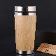  20oz Custom Logo Eco-Friendly Double Wall Stainless Steel Auto Mug, Bamboo Tumbler Travel Coffee Cup Mug with Lid
