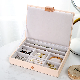  Luxury PU Leather Stackable Big Size Jewelry Storage Display Box Vanity PU Dresser Pink Compact Jewelry Storage Organizer
